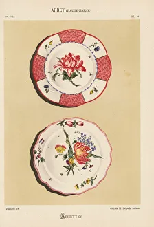 Plates from Aprey, Haute-Marne, France, decorated Plates from Aprey, Haute-Marne, France, decorated