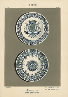 Plates with coats of arms from Rouen, France Plates with coats of arms from Rouen, France