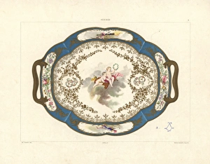 Platter with Madame du Barrys figure, painted by Asselin Platter with Madame du Barrys figure, painted by Asselin