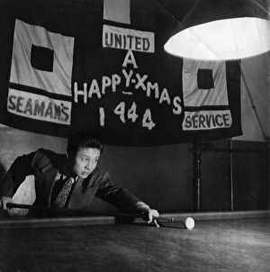 Playing billiards in United Seamans Service club, 1944 Playing billiards in United Seamans Service club, 1944