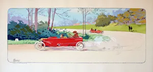 Pochoir print, Motor Racing, ACF Grand Prix, Cycle Cars Date: 1913 Pochoir print, Motor Racing, ACF Grand Prix, Cycle Cars Date: 1913