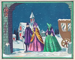 Pochoir Technique Print: Art Deco Greetings Card circa 1920s