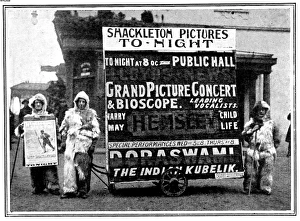 Polar Sandwich-men advertising a screening of Shackleton Pol Polar Sandwich-men advertising a screening of Shackleton Pol