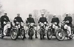Helmets Collection: Police Motorcycle Team at Crystal Palace