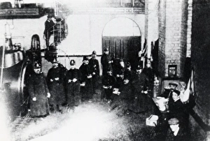 Police at a Tonypandy colliery, Glamorgan, South Wales Police at a Tonypandy colliery, Glamorgan, South Wales