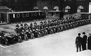 Policemen in gas masks on their motor cycles Policemen in gas masks on their motor cycles