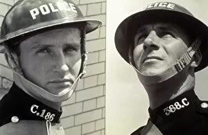 Chin Strap Gallery: Policemen in wartime tin helmets