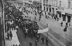 Russia Gallery: Political parade with banners in a Russian street