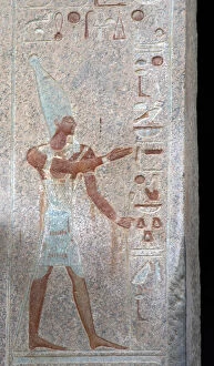 Images Dated 28th November 2003: Polychrome relief depicting a pharaoh. Temple of Hatshepsut