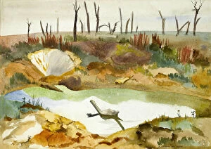 Pond at Thiepval, by Richard Carline, WW1