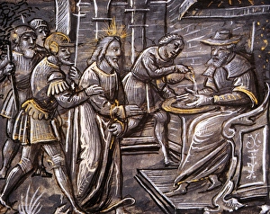 Pontius Pilate washed his hands. Miniature. Poesies Devotes Pontius Pilate washed his hands. Miniature. Poesies Devotes