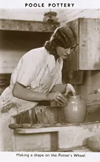 Shape Gallery: Poole Pottery - Shaping a pot on the potters wheel