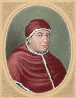 Pope Leo X (1475-1521). Engraving. Colored Pope Leo X (1475-1521). Engraving. Colored