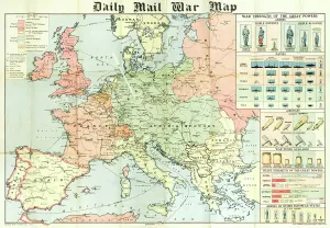 WW1 Daily Mail War Map Print, 1914