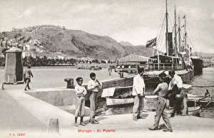 The port / harbour at Malaga, Spain. Date: 1908 The port / harbour at Malaga, Spain. Date: 1908