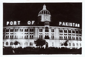 Port of Pakistan building at night, Karachi, Pakistan Port of Pakistan building at night, Karachi, Pakistan