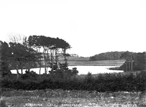 Prints of Portavoe Lake, Donaghadee - a view of a lake in the countryside. (Location: Northern Ireland; County Down; Donaghadee). Date: circa early 1900s Lake Prints: Early 20th Century Print of Portavoe Lake, Donaghadee