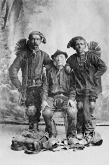 Portrait photograph of three French chimney sweeps Portrait photograph of three French chimney sweeps