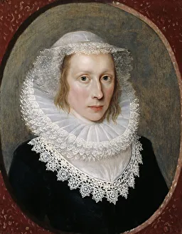 <b class=qtipBold><figcaption>Portrait of an unknown woman</figcaption></b><br>Portrait of an unknown woman, oil on panel, thought to be by Cornelius Johnson, c.1620, in a carved and gilded frame. Date: c.1620<br><em>© The Geffrye Museum of the Home / Mary Evans Picture Library</em> Portrait of an unknown woman