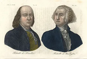 Portraits of Benjamin Franklin and George Washington Portraits of Benjamin Franklin and George Washington