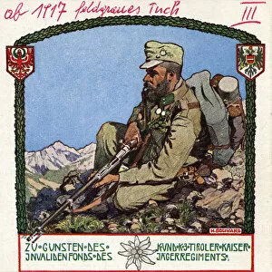 Austro Gallery: Postcard, Austrian Kaiserjaeger soldier, WW1