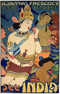 Poster advertising the Ajanta Frescoes, India Poster advertising the Ajanta Frescoes, India