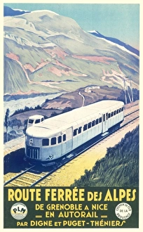 Poster advertising the alpine railway Poster advertising the alpine railway