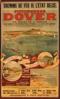 Prints of Poster advertising trips between Dover and Ostend Belgium Prints: Belgian Railways Dover to Ostend Print