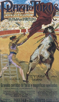 Poster advertising the bullfighting season at Poster advertising the bullfighting season at