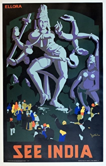Mali Gallery: Poster advertising the Ellora Caves, India