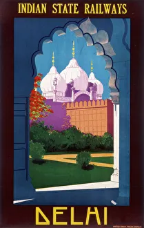 Poster advertising Indian State Railways to Delhi Poster advertising Indian State Railways to Delhi