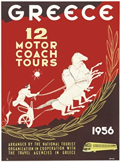 Poster advertising motor coach tours in Greece Poster advertising motor coach tours in Greece