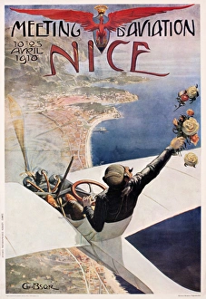 Poster, aviation meeting in Nice, France Poster, aviation meeting in Nice, France