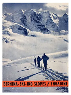 Poster, Bernina Skiing Slopes, Engadine, Switzerland Poster, Bernina Skiing Slopes, Engadine, Switzerland