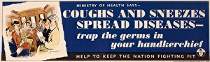 Poster, Coughs and Sneezes Spread Diseases, WW2 Poster, Coughs and Sneezes Spread Diseases, WW2