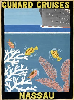 Poster, Cunard Cruises to Nassau
