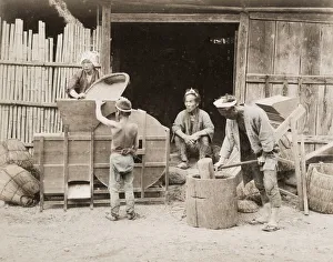 Processing Gallery: Pounding rice - the last cleaning using fans, Japan