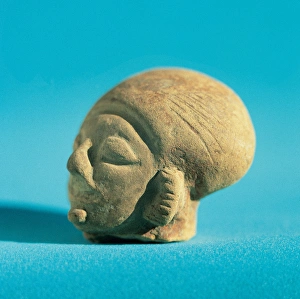 Pre-Columbian Art. Ecuador. Jama-Coaque Culture. Ceramic hea Pre-Columbian Art. Ecuador. Jama-Coaque Culture. Ceramic hea