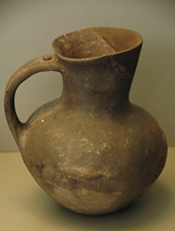 Prehistoric Art. Early Bronze Age. Handmade Jar of clay with Prehistoric Art. Early Bronze Age. Handmade Jar of clay with