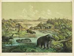 Prehistoric landscape during the Tertiary Era, Europe Prehistoric landscape during the Tertiary Era, Europe