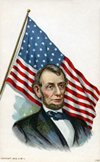 US President Abraham Lincoln and Star & Stripes US President Abraham Lincoln and Star & Stripes