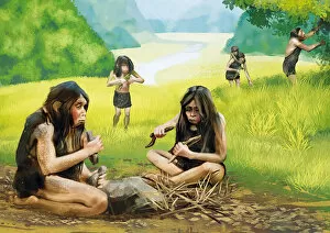 Primitive Stone Age people, Kazakhstan area