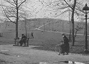 Children Prints: Primrose Hill Winter Scene Print, 1895