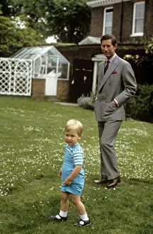 Prince Charles and William in a garden