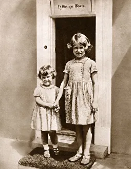 Princesses Elizabeth & Margaret outside their playhouse Princesses Elizabeth & Margaret outside their playhouse