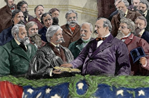 Cleveland Gallery: Proclamation of President Grover Cleveland (1837-1908). Engr