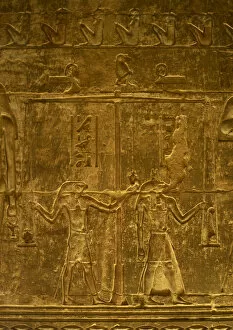 Images Dated 28th November 2003: Ptolemaic temple of Hathor and Maat. Horus and Anubis. Reli