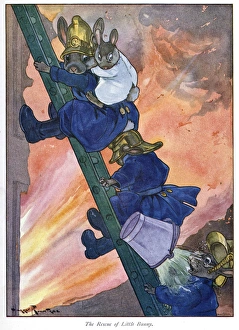 Pug Peter -- mouse firemen on a ladder Pug Peter -- mouse firemen on a ladder