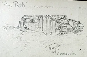 Acting Gallery: The Push Tank and Machine Guns - German Field Postcard