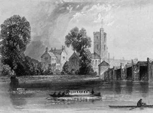 Prints of Putney viewed from across the Thames, near Putney Bridge Date: 1846 London Prints: 1846 Putney Thames Print